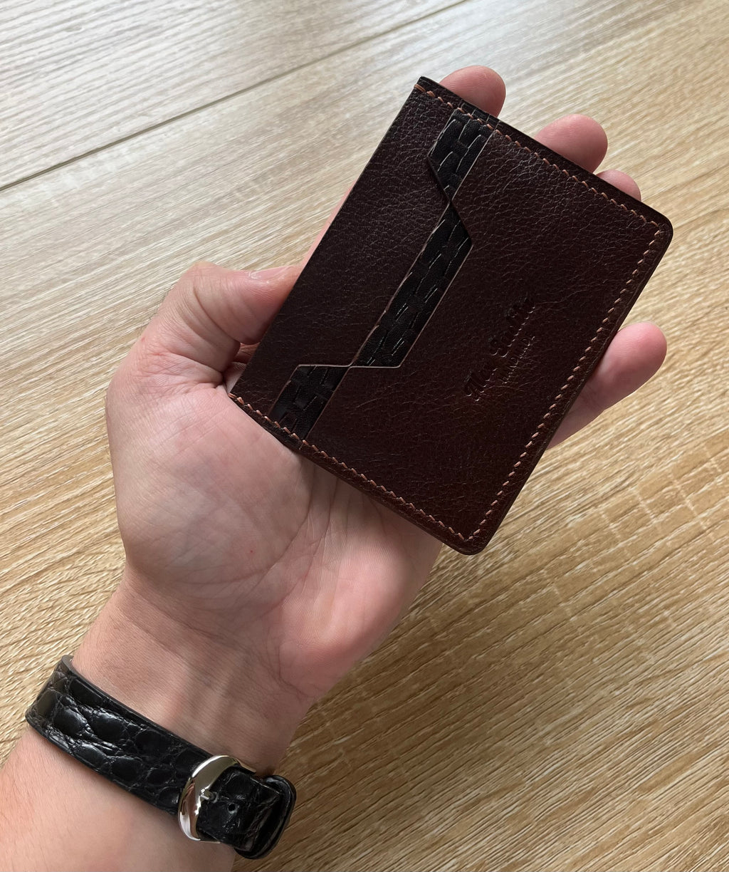 Handmade full-grain Togo leather cardholder