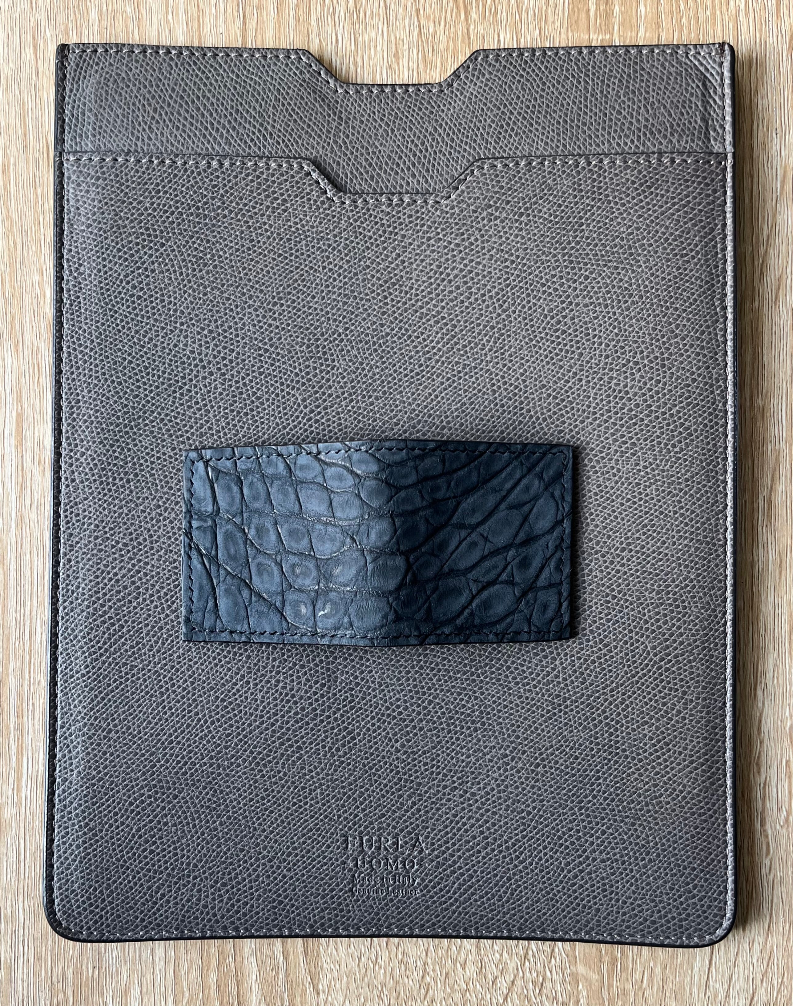 Handmade Nubuck Crocodile Leather Magnetic Money Clip
