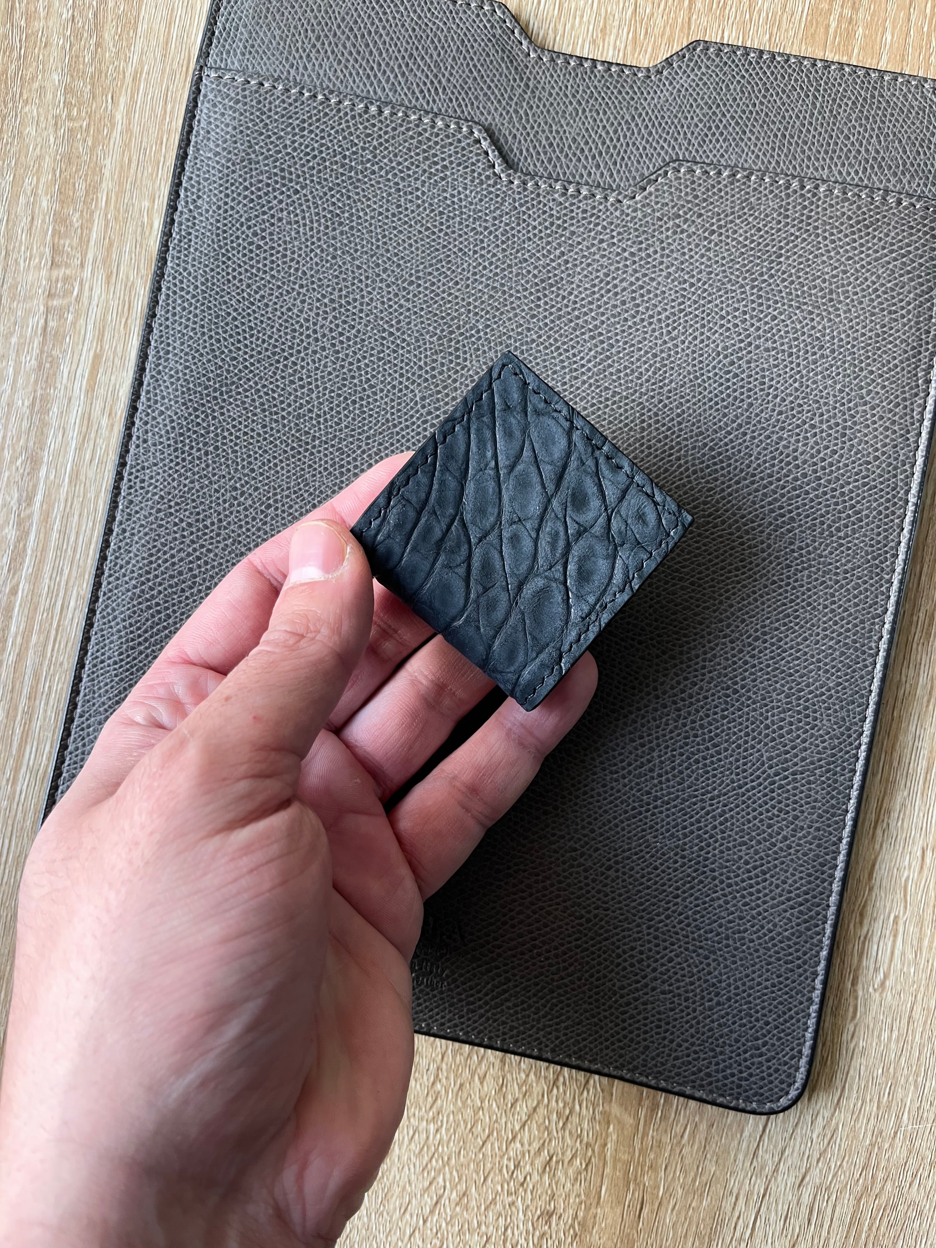 Handmade Nubuck Crocodile Leather Magnetic Money Clip
