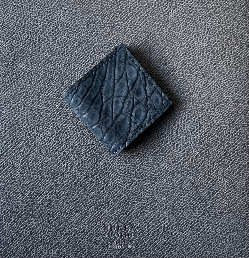 Handmade Nubuck Crocodile Leather Magnetic Money Clip