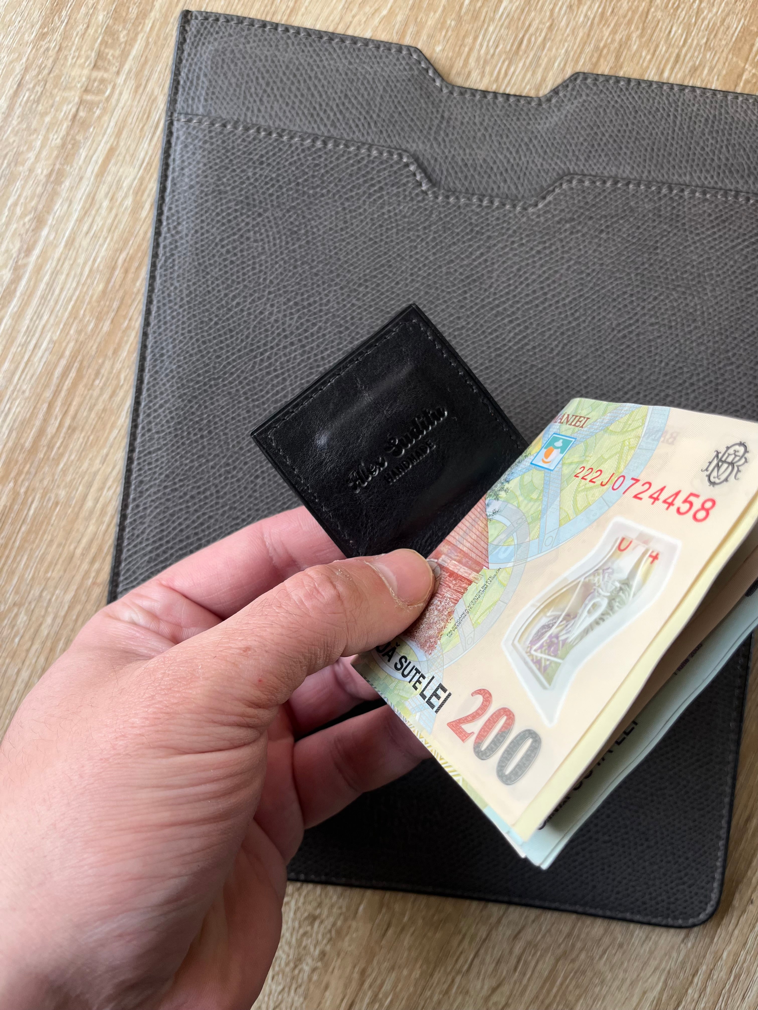 Handmade Nubuck Crocodile Leather Magnetic Money Clip