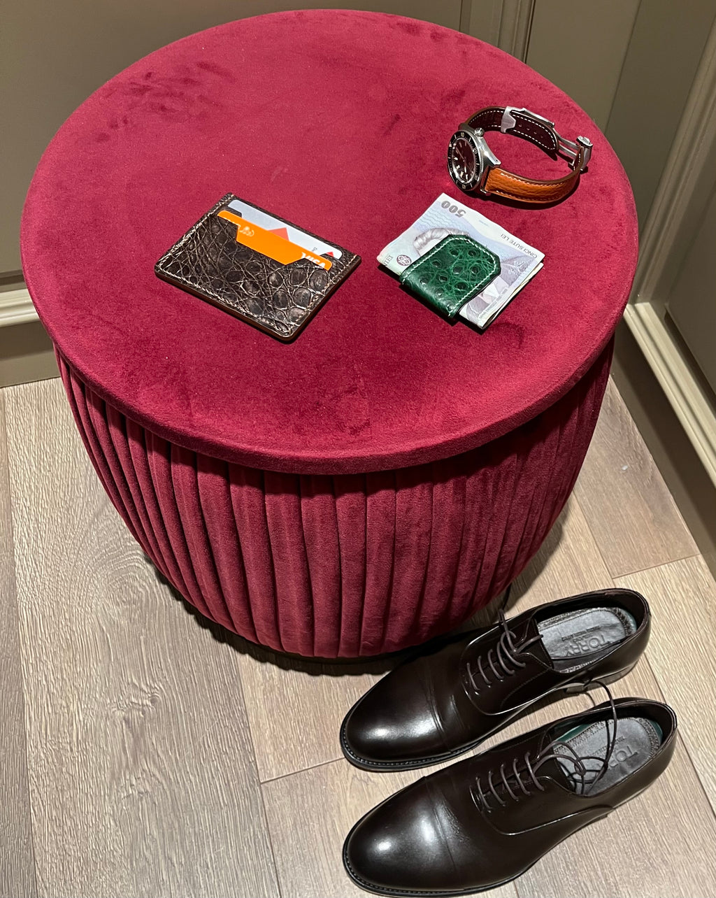 Handmade Green Ostrich Leather Magnetic Money Clip