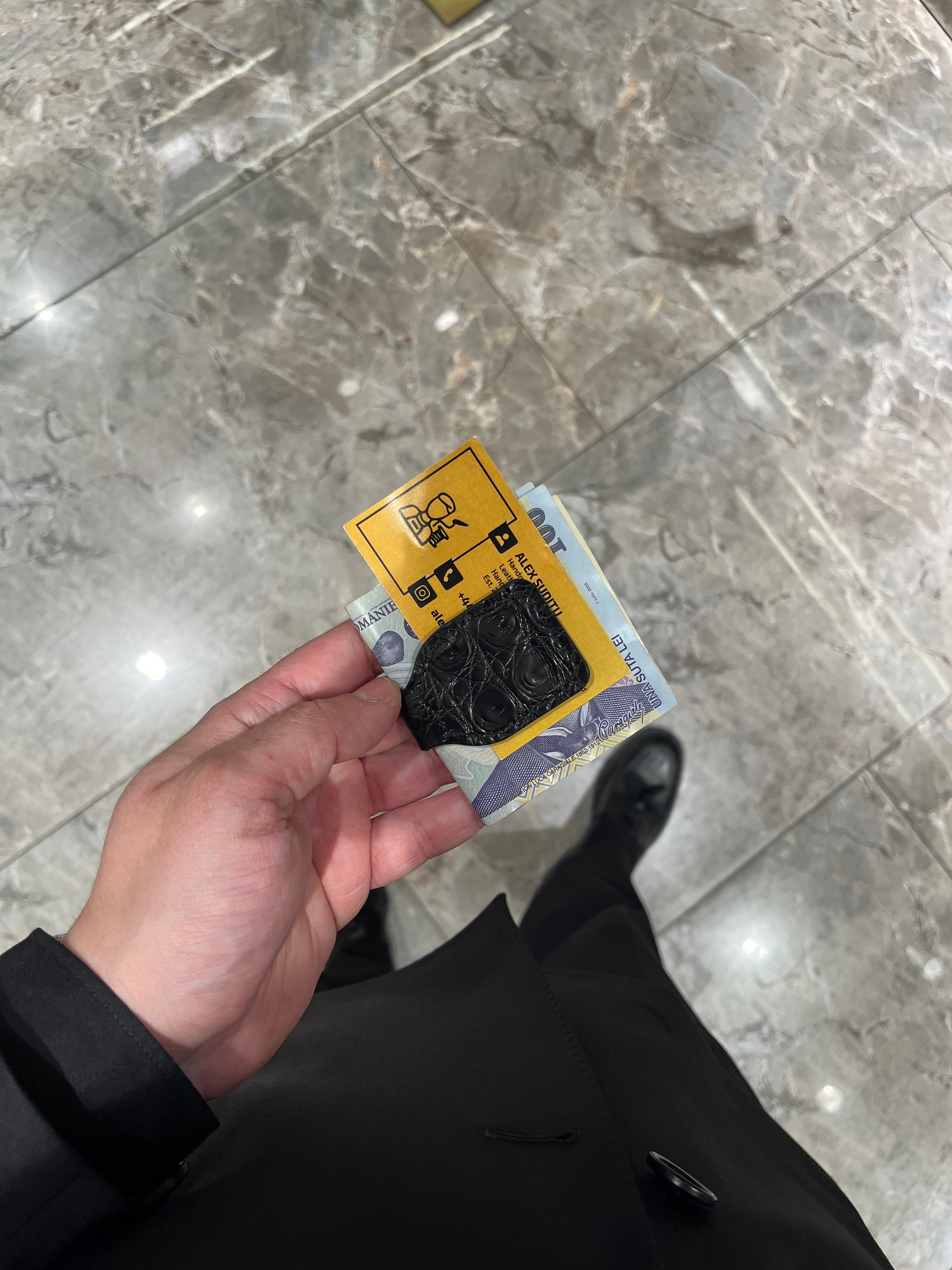 Handmade Crocodile Leather Magnetic Money Clip