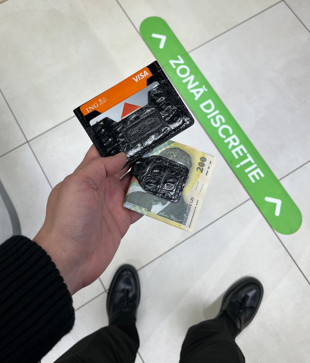 Handmade Crocodile Leather Magnetic Money Clip