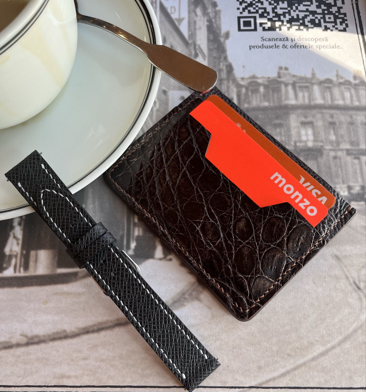 Handmade Grey Anthracite Taiga Leather Watch Strap