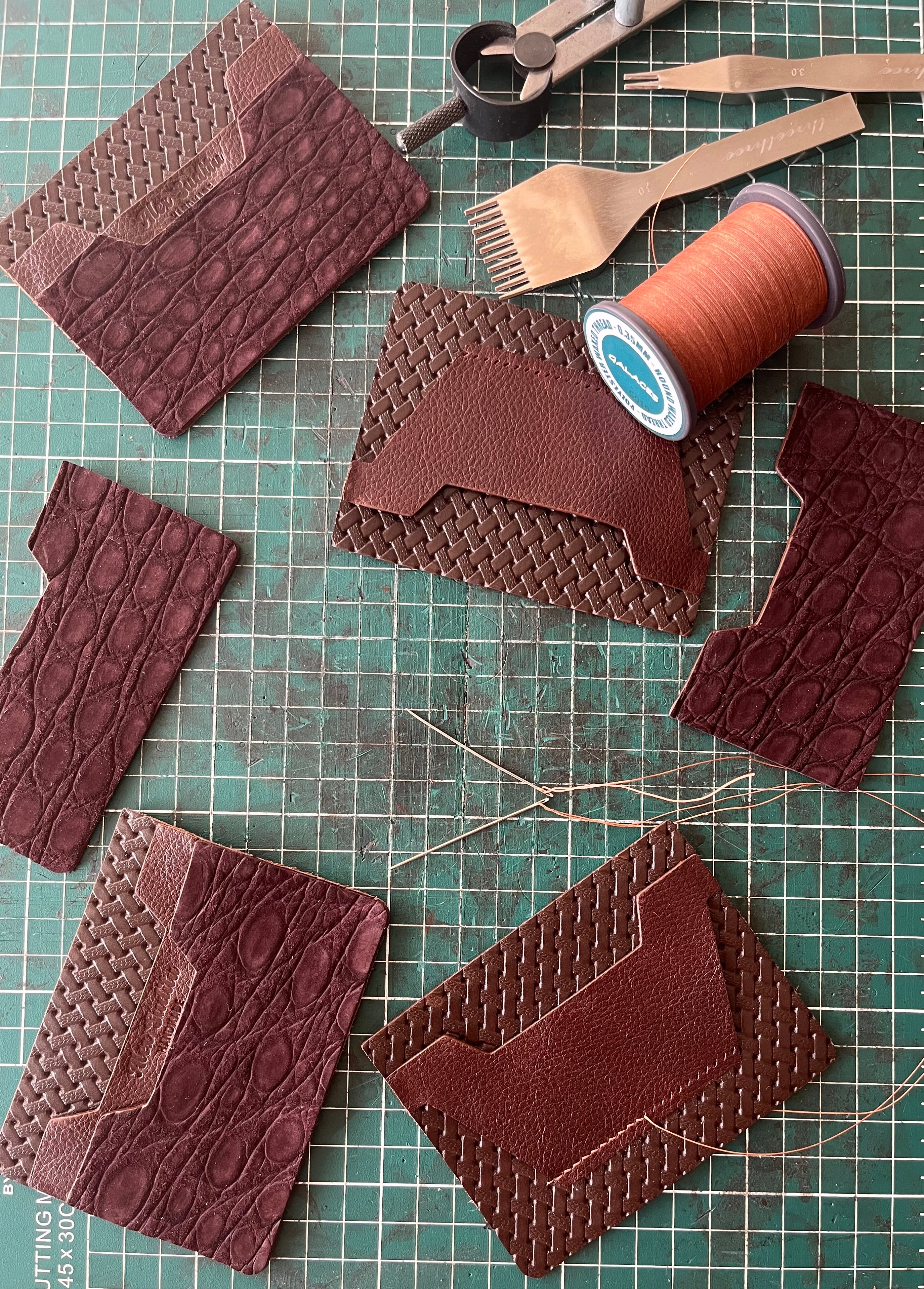 Handmade Nubuck Crocodile & Togo Leather Cardholder
