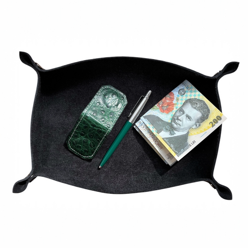 Handmade Green Ostrich Leather Magnetic Money Clip