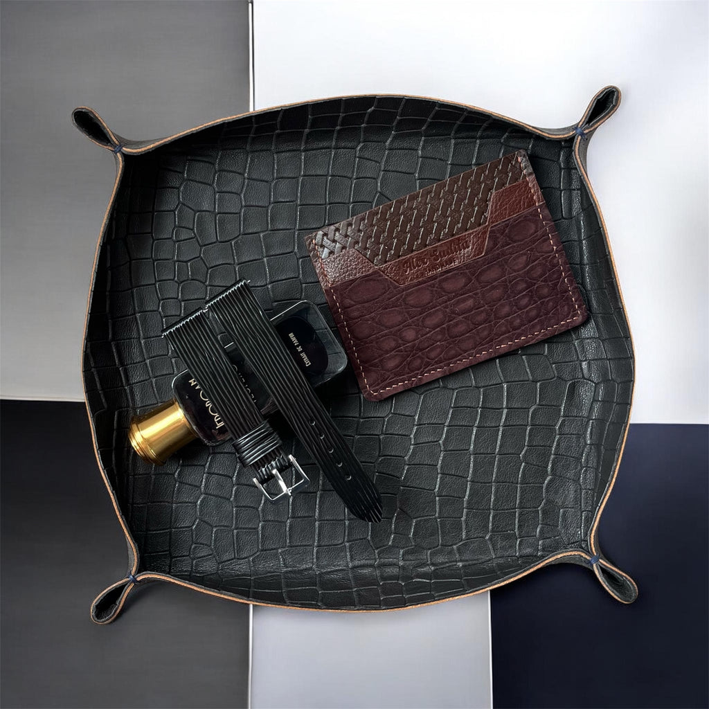 Handmade Nubuck Crocodile & Togo Leather Cardholder
